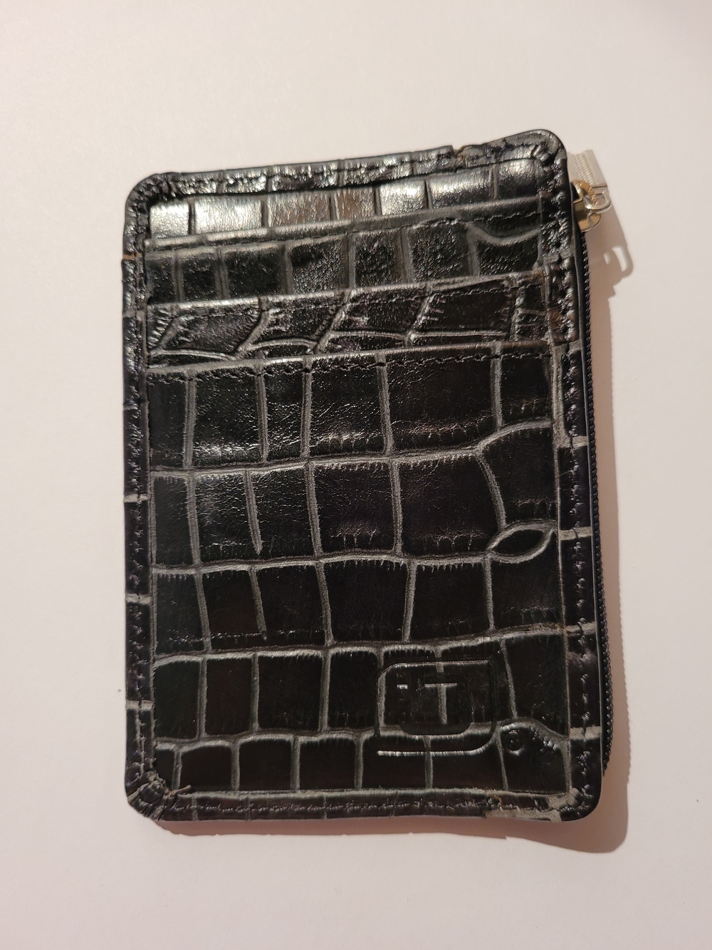 Identity Strong Hold Womens Black Croc-Embossed Card Wallet New